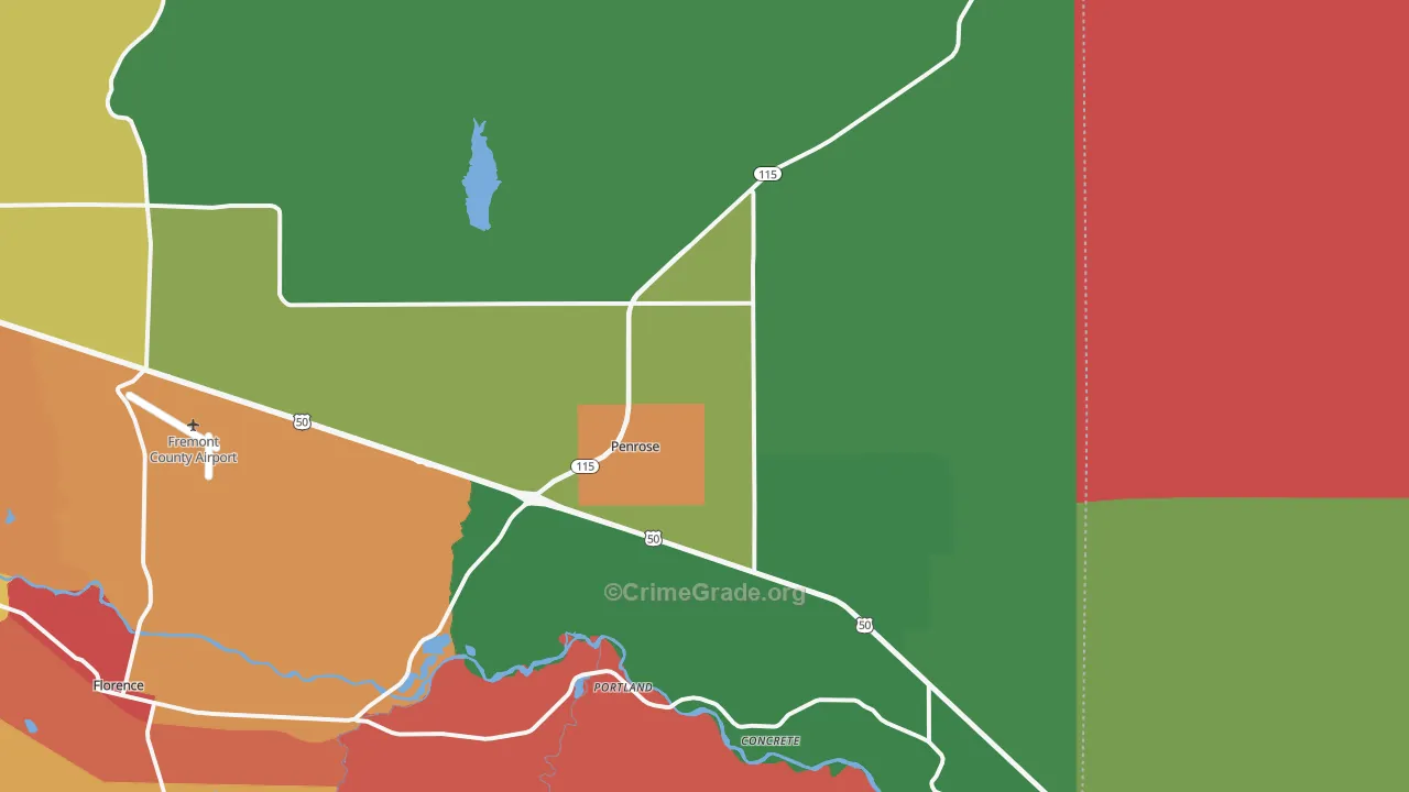 Penrose, CO Map of Drug-Related Crime Rates