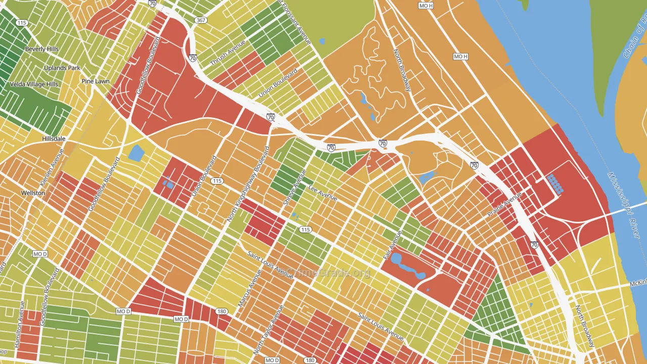 Penrose, St. Louis, MO Map of Drug-Related Crime Rates