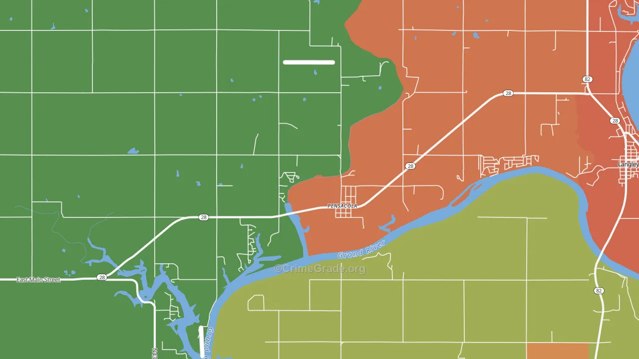 Pensacola, OK Map of Drug-Related Crime Rates