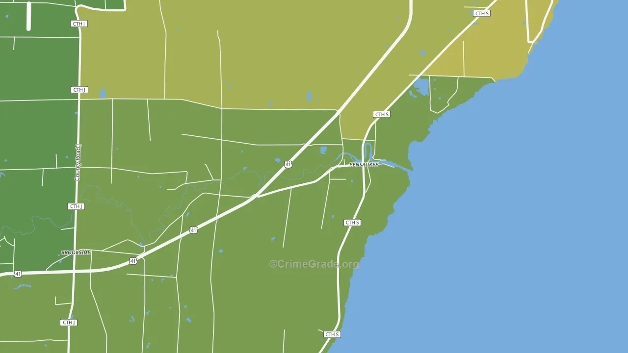 Pensaukee, WI Map of Drug-Related Crime Rates