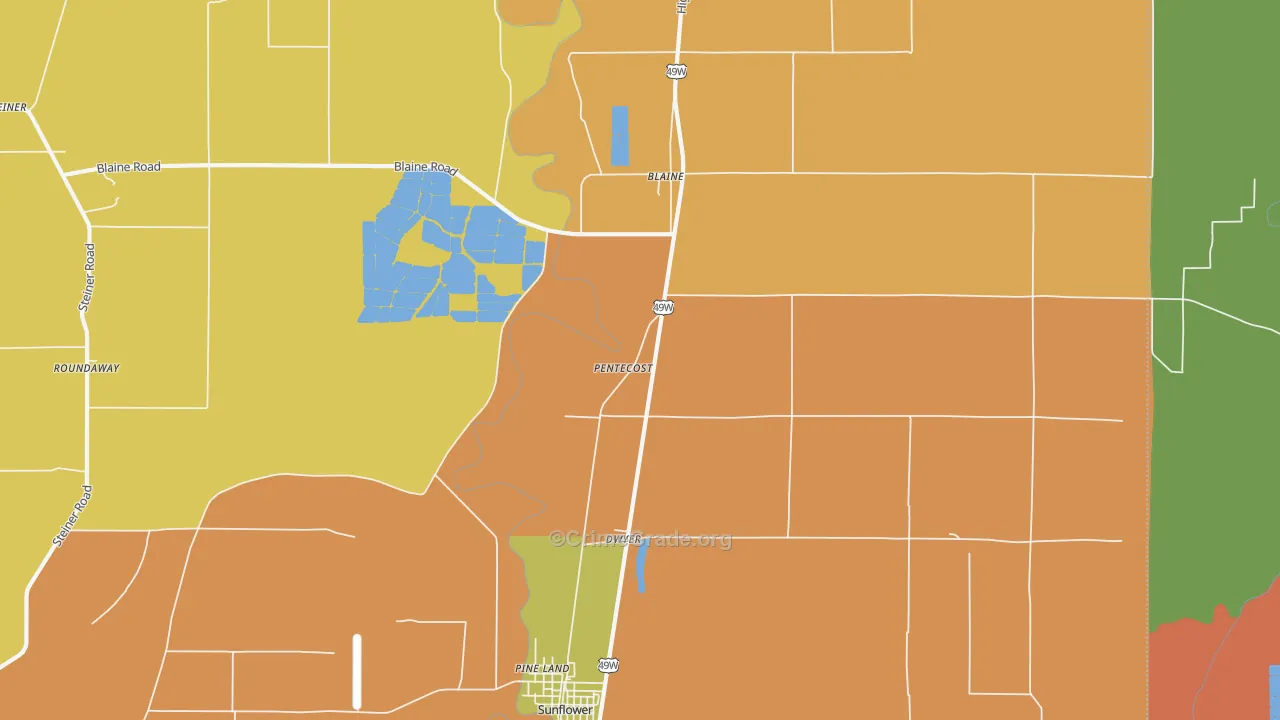Pentecost, MS Map of Drug-Related Crime Rates