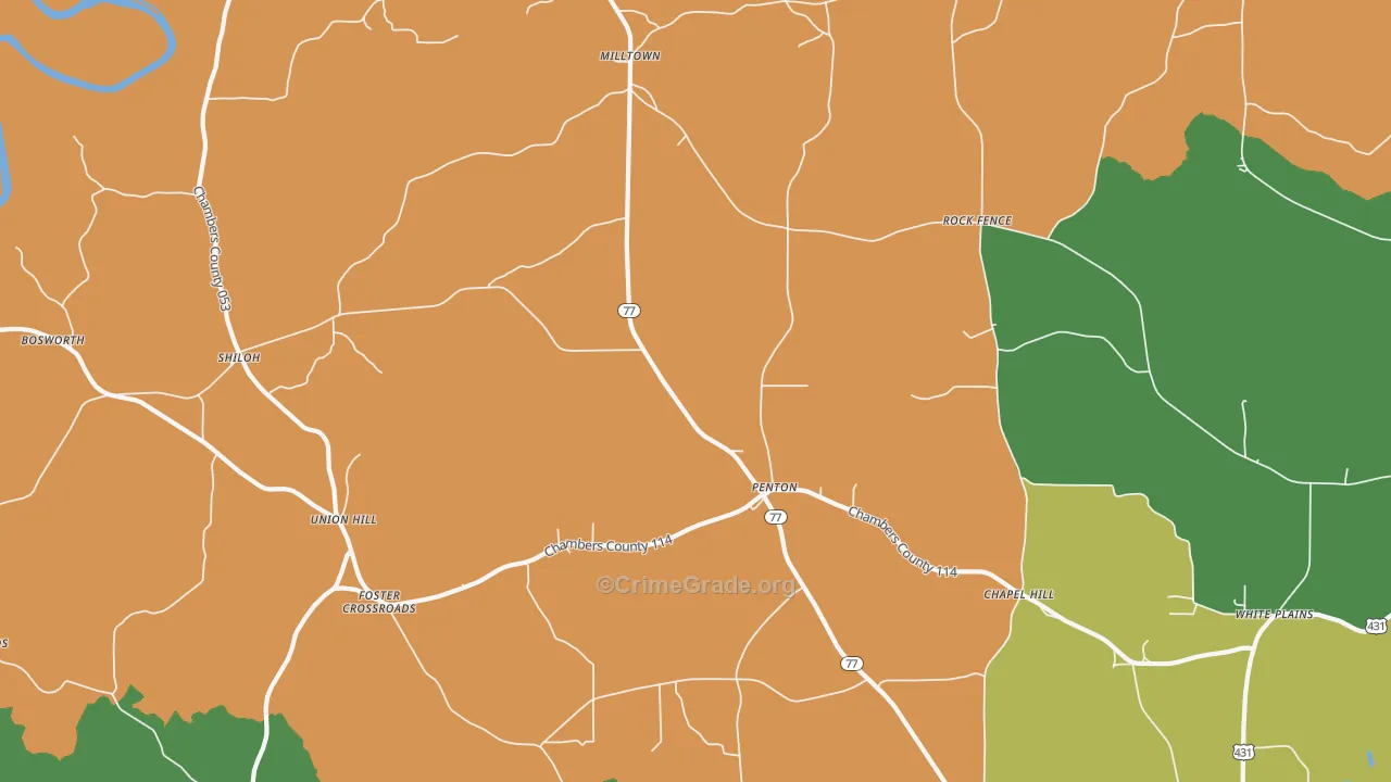 Penton, AL Map of Drug-Related Crime Rates