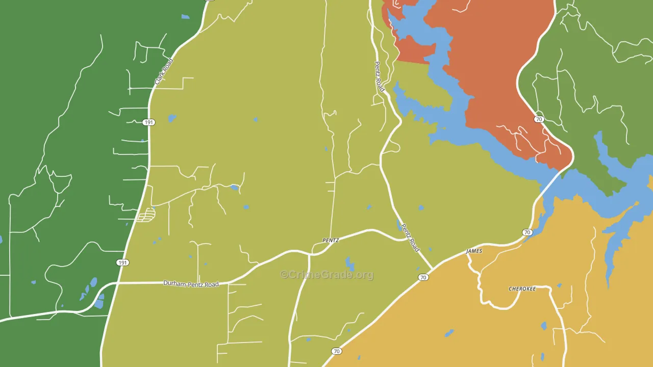 Pentz, CA Map of Drug-Related Crime Rates