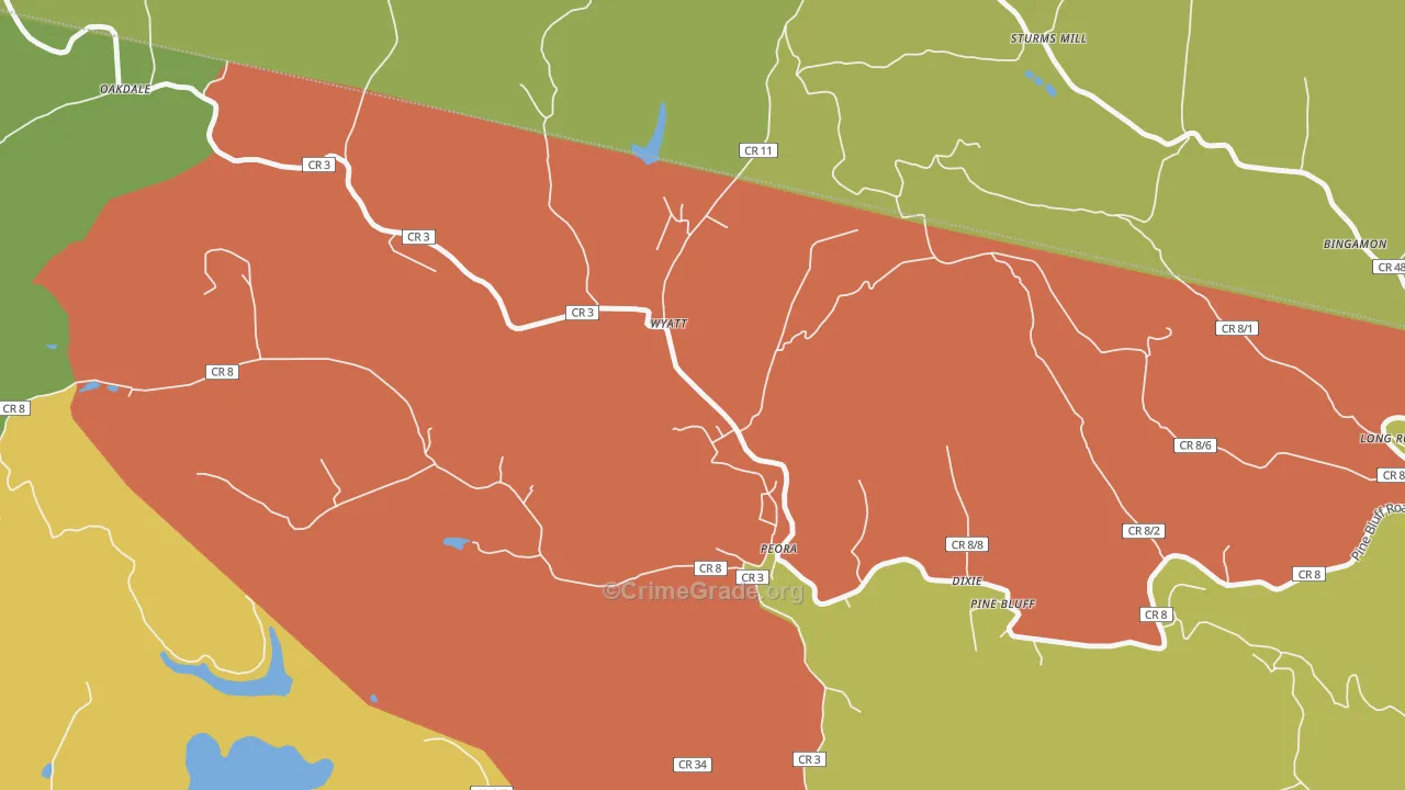 Peora, WV Map of Drug-Related Crime Rates