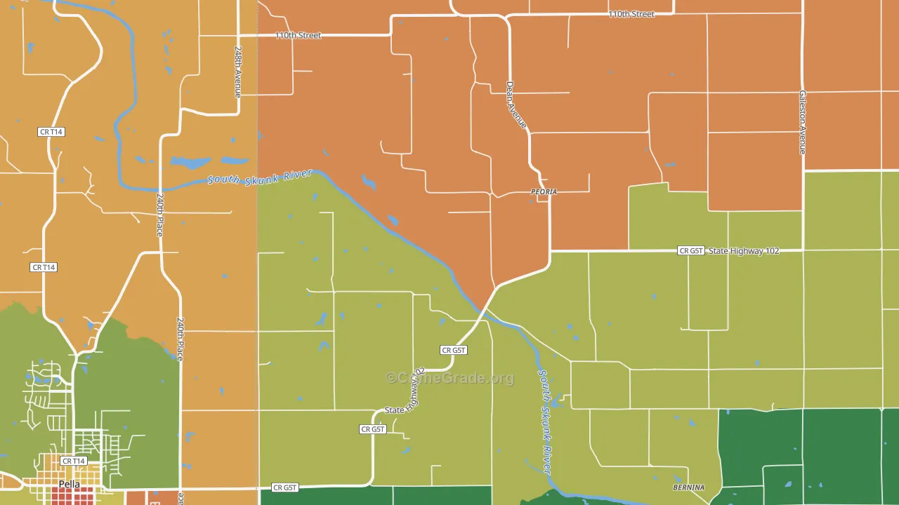 Peoria, IA Map of Drug-Related Crime Rates