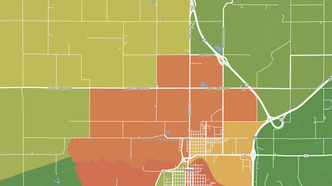 Peoria, KS Map of Drug-Related Crime Rates