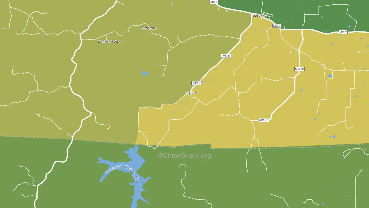 Peoria, MO Map of Drug-Related Crime Rates