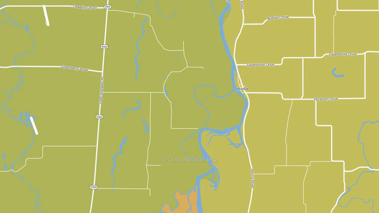 Peoria, OR Map of Drug-Related Crime Rates