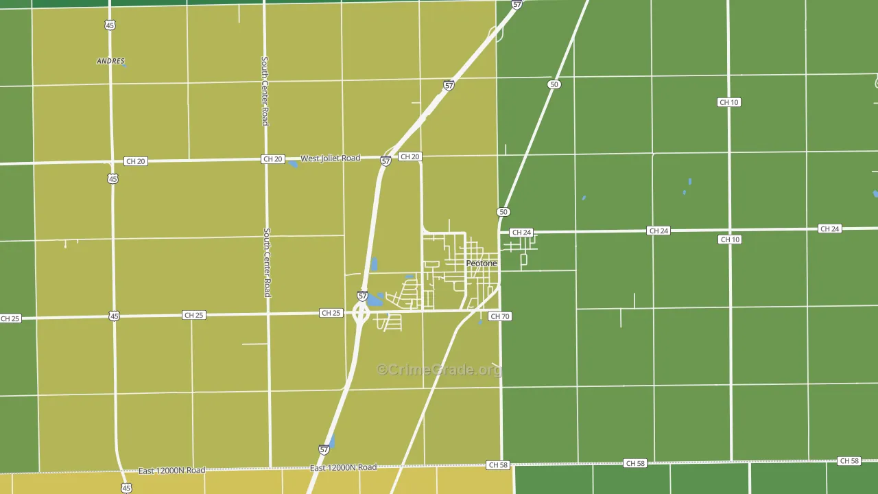 Peotone, IL Map of Drug-Related Crime Rates
