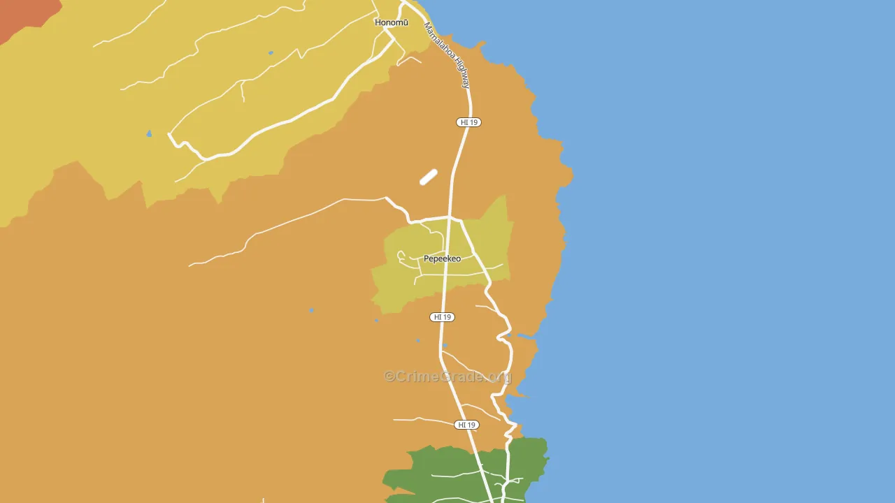Pepeekeo, HI Map of Drug-Related Crime Rates