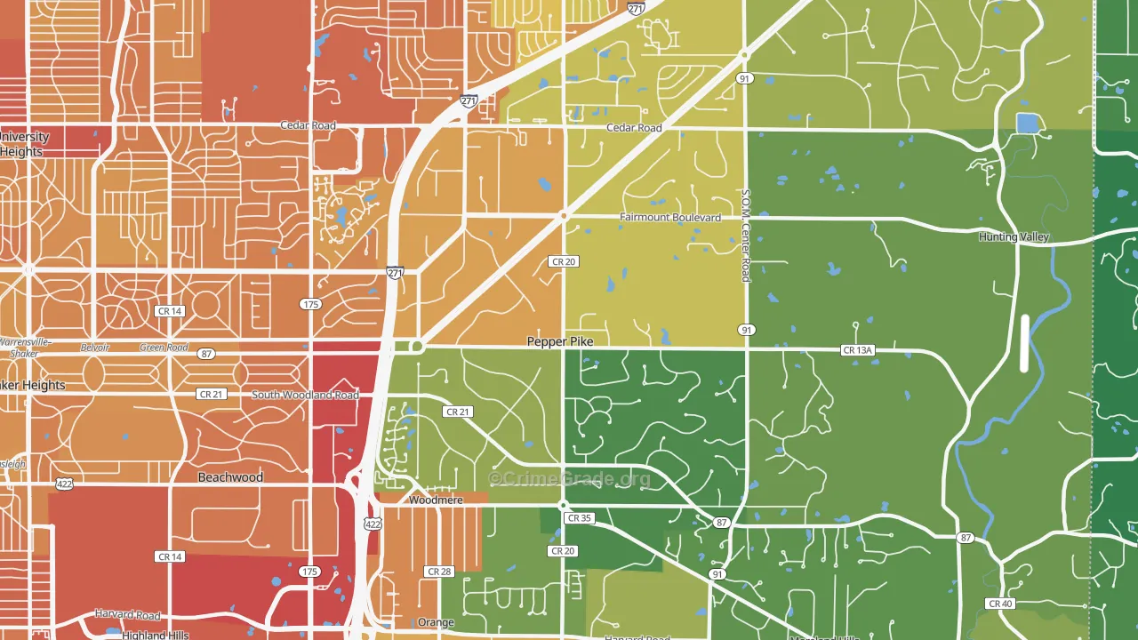 Pepper Pike, OH Map of Drug-Related Crime Rates