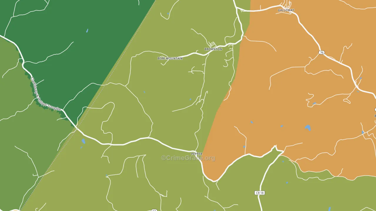 Pepper, WV Map of Drug-Related Crime Rates