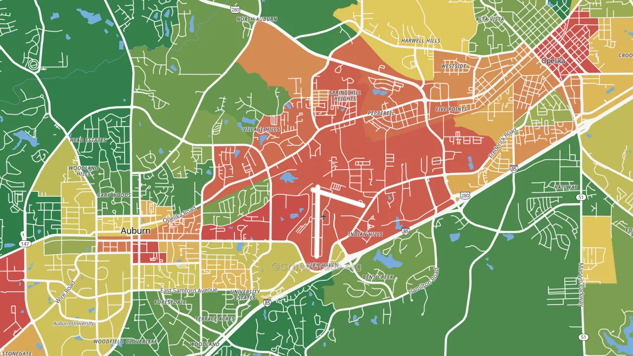 Pepperell, AL Map of Drug-Related Crime Rates