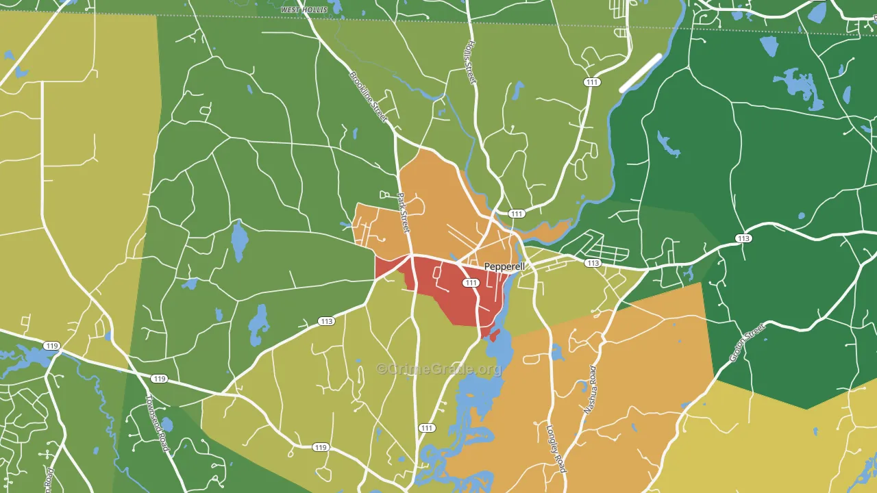 Pepperell, MA Map of Drug-Related Crime Rates