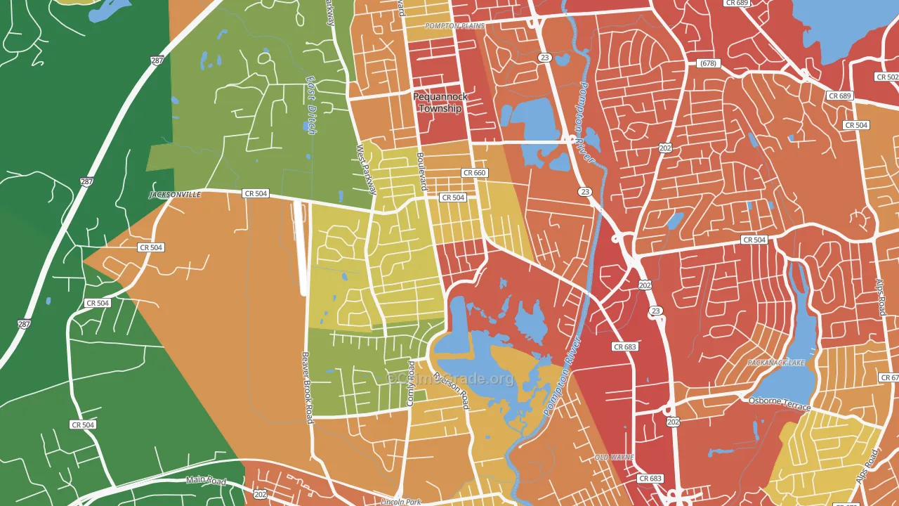 Pequannock, NJ Map of Drug-Related Crime Rates