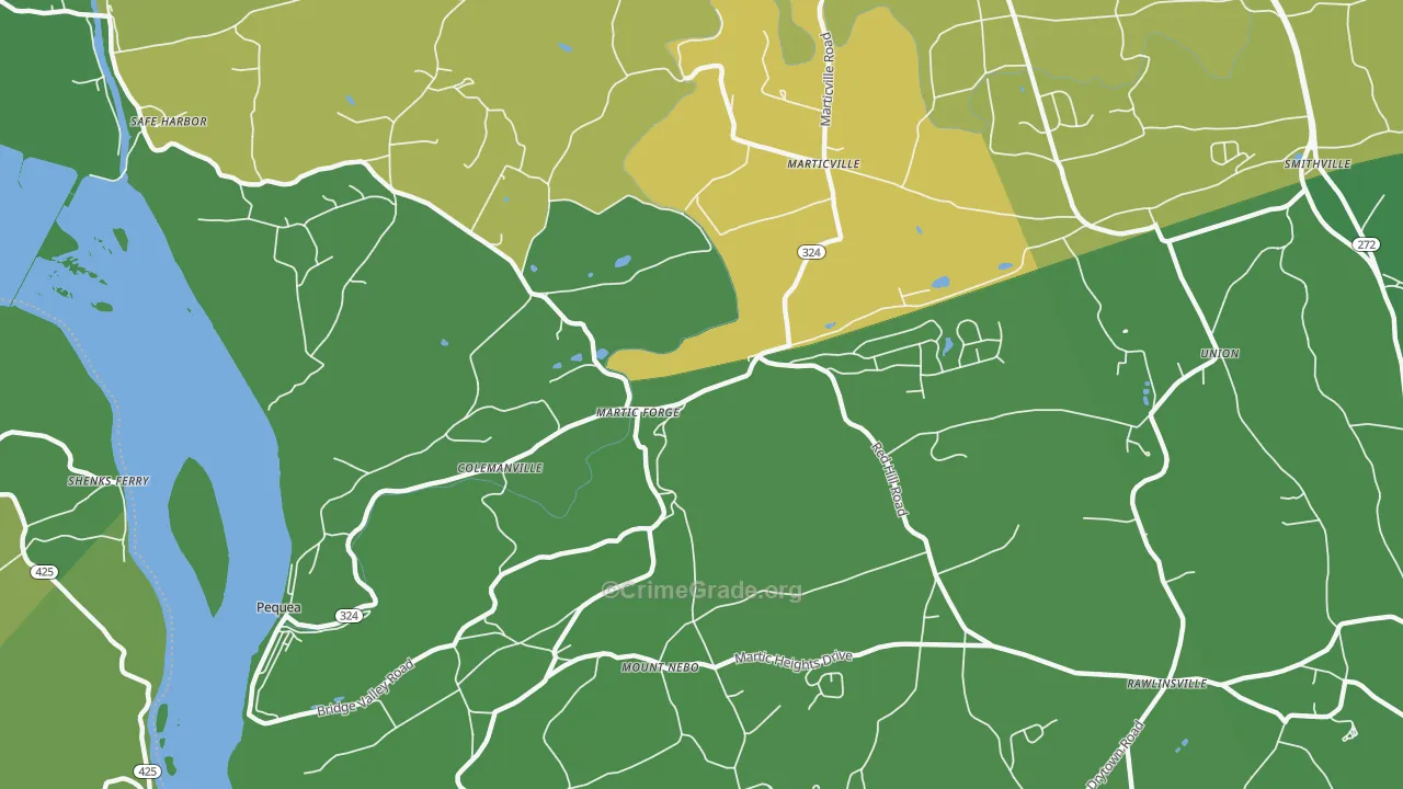 Pequea, PA Map of Drug-Related Crime Rates
