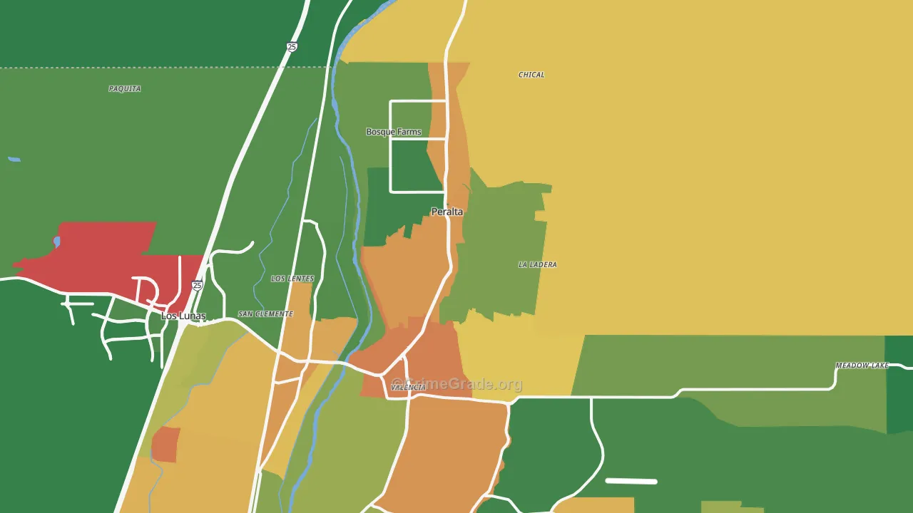 Peralta, NM Map of Drug-Related Crime Rates