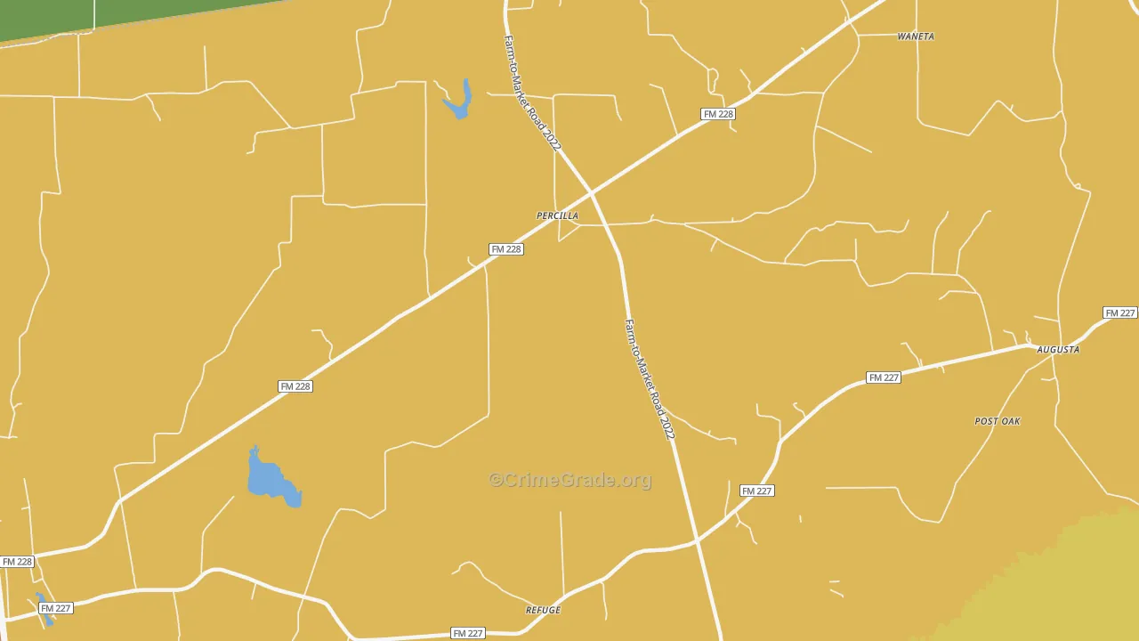 Percilla, TX Map of Drug-Related Crime Rates