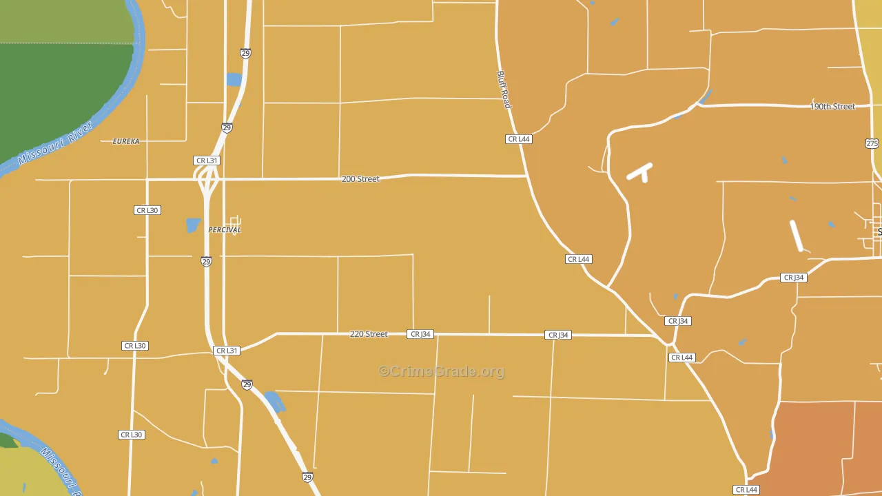 Percival, IA Map of Drug-Related Crime Rates