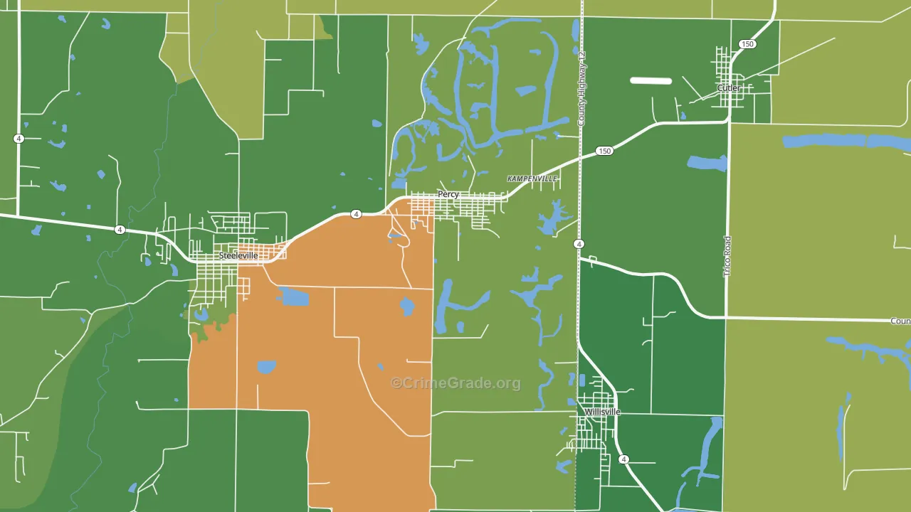 Percy, IL Map of Drug-Related Crime Rates