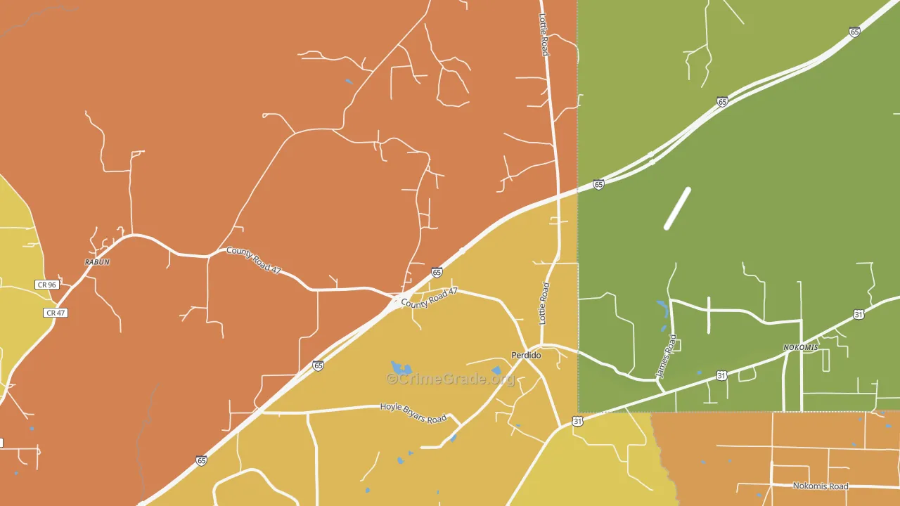 Perdido, AL Map of Drug-Related Crime Rates