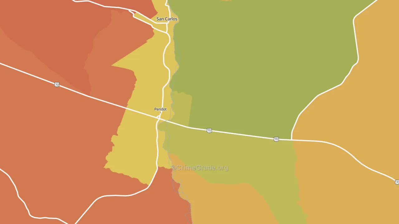 Peridot, AZ Map of Drug-Related Crime Rates