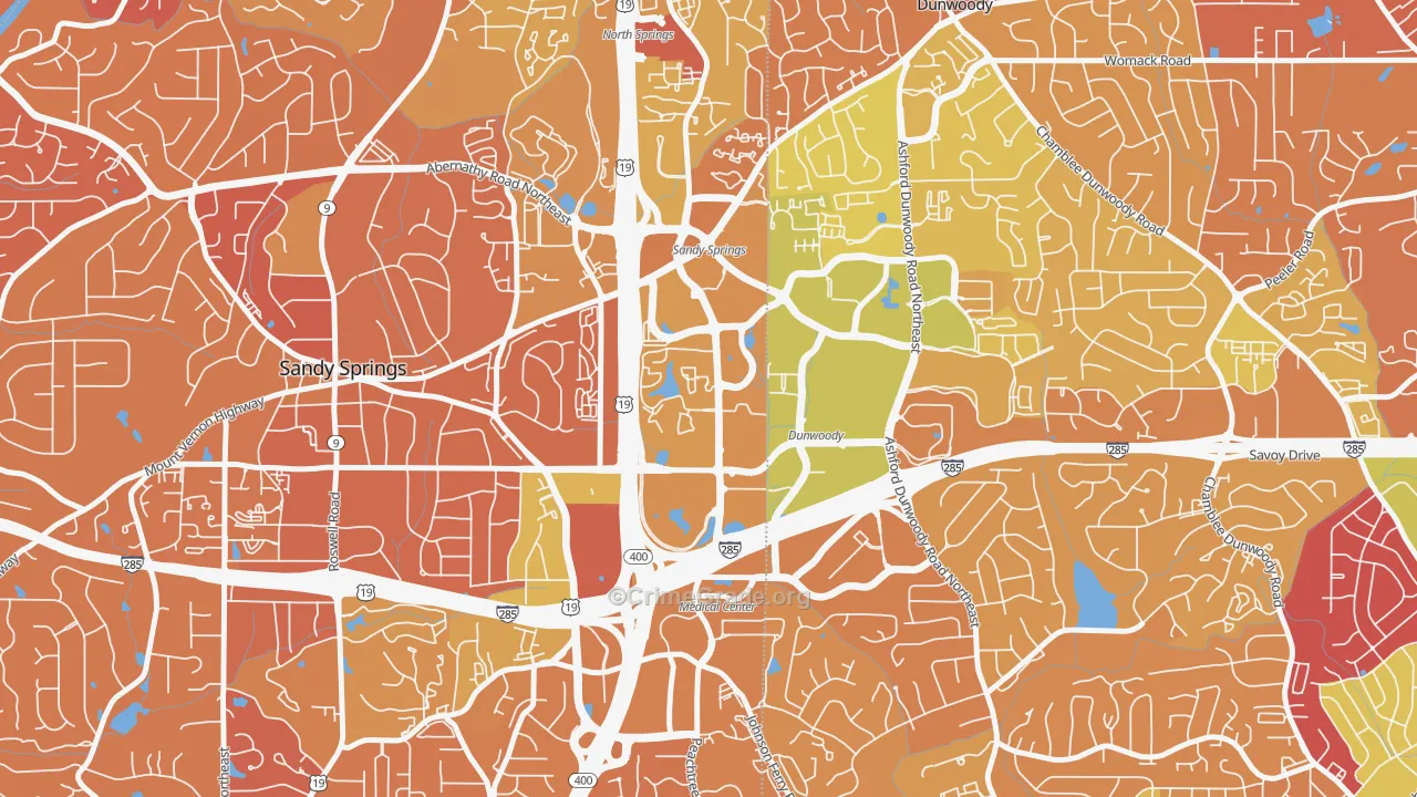 Perimeter Center, Sandy Springs, GA Map of Drug-Related Crime Rates
