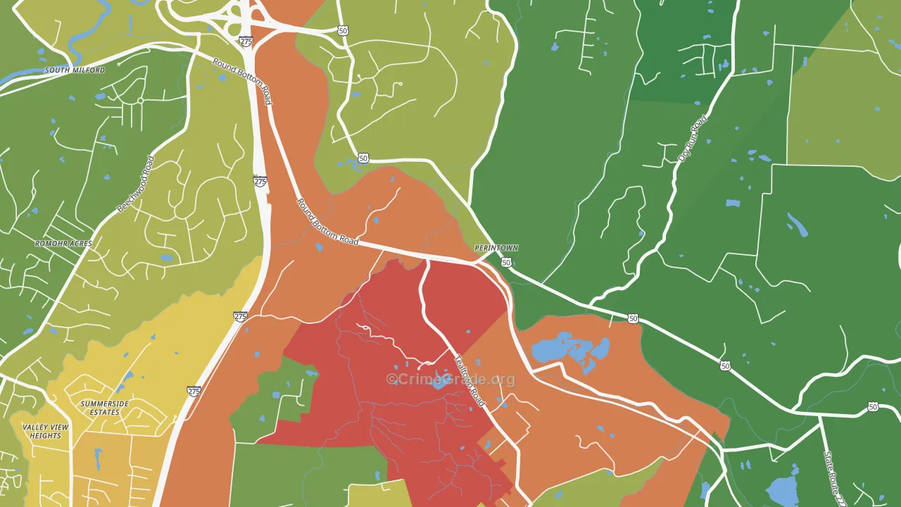 Perintown, OH Map of Drug-Related Crime Rates
