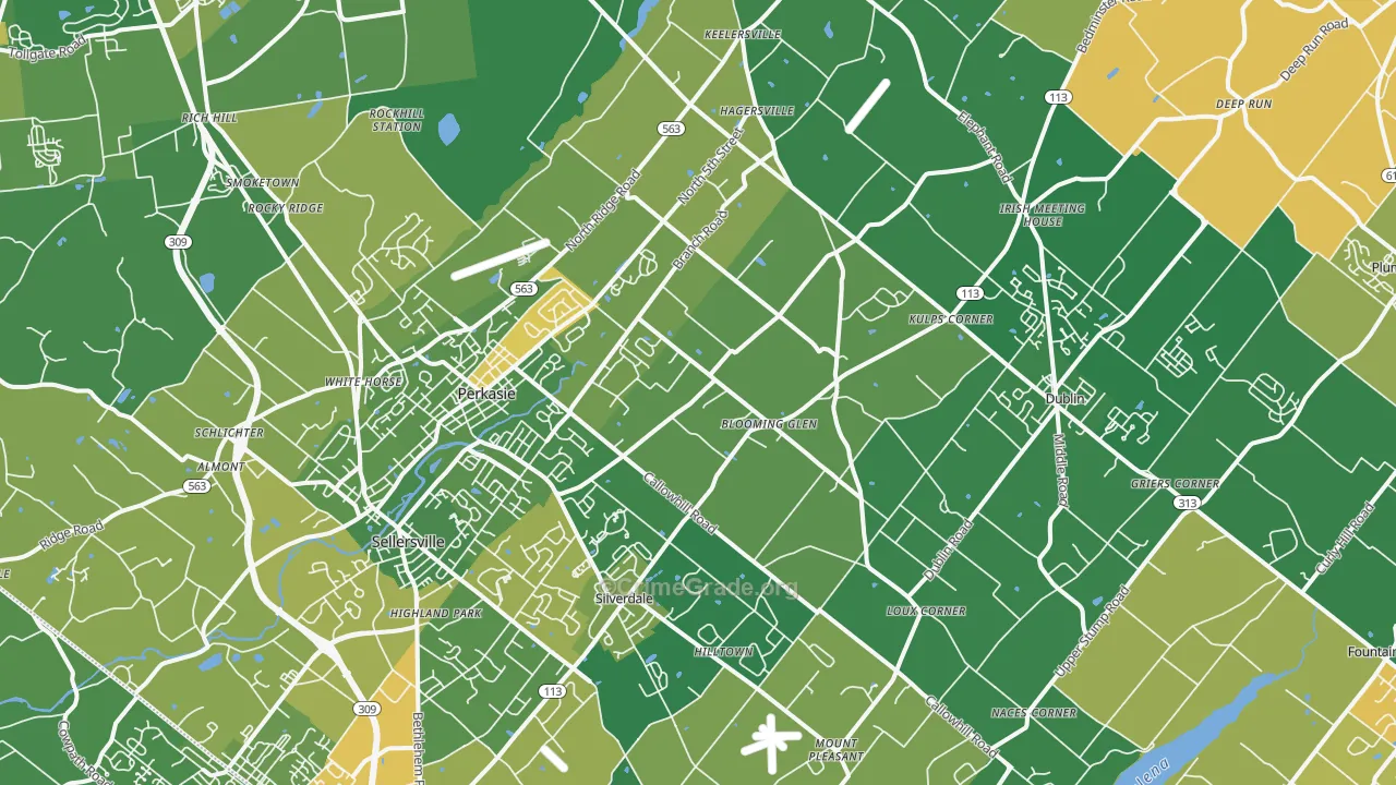 Perkasie, PA Map of Drug-Related Crime Rates
