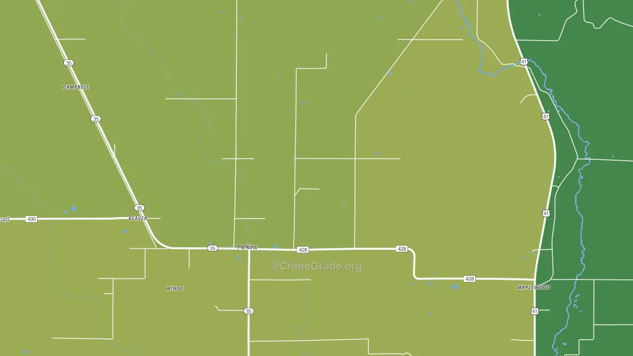 Perkins, MI Map of Drug-Related Crime Rates