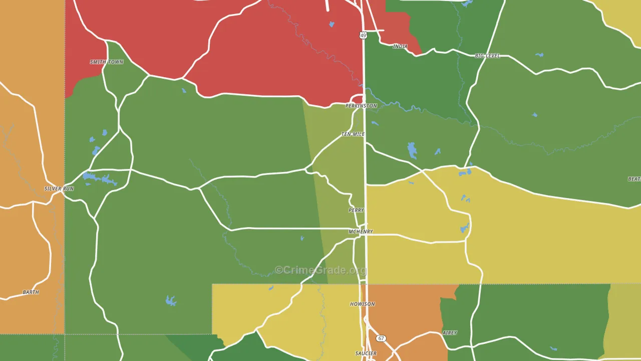 Perkinston, MS Map of Drug-Related Crime Rates