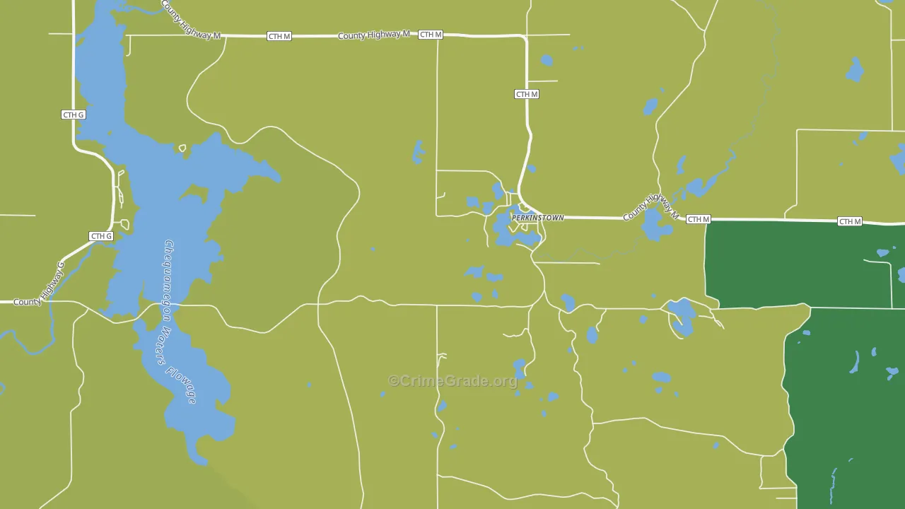 Perkinstown, WI Map of Drug-Related Crime Rates