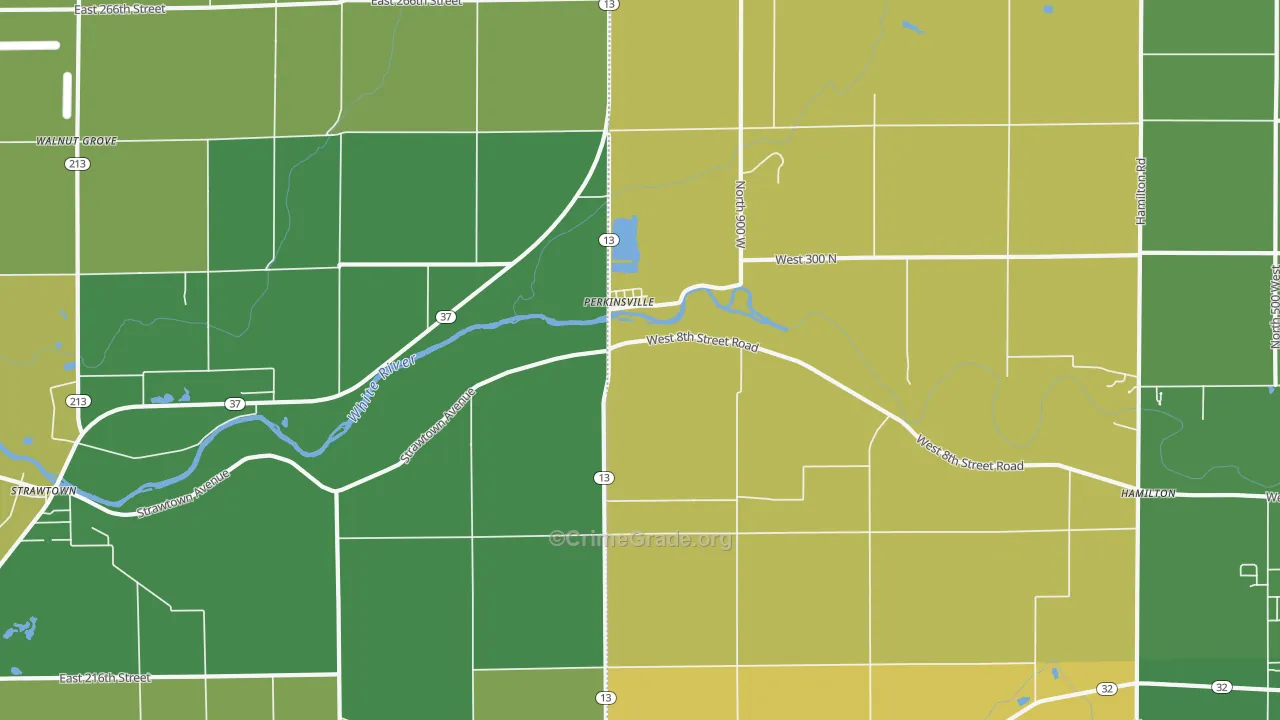Perkinsville, IN Map of Drug-Related Crime Rates