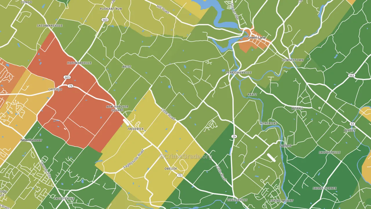 Perkiomenville, PA Map of Drug-Related Crime Rates