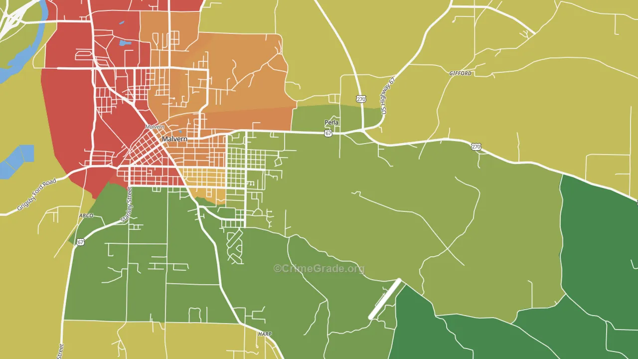 Perla, AR Map of Drug-Related Crime Rates