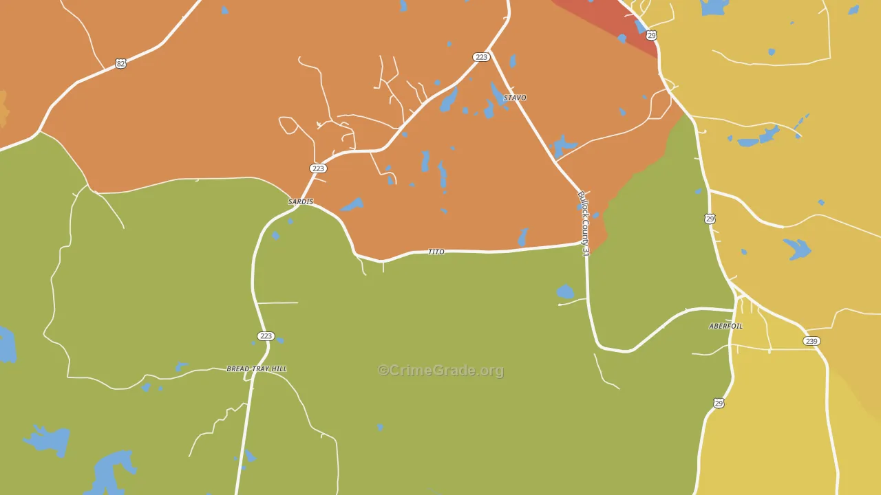 Perote, AL Map of Drug-Related Crime Rates