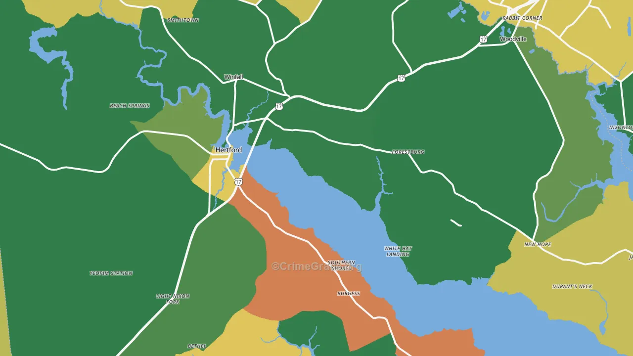 Perquimans County, NC Map of Drug-Related Crime Rates