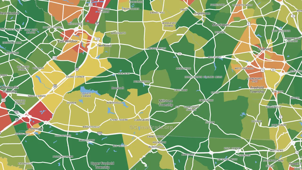 Perrineville, NJ Map of Drug-Related Crime Rates