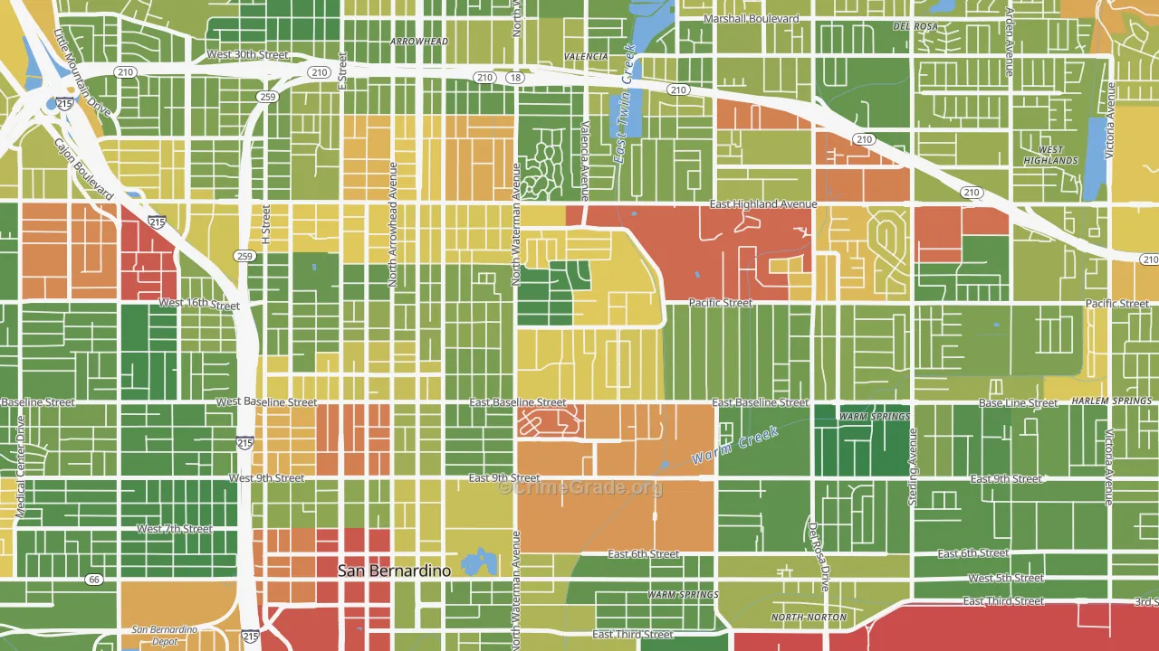 Perris Hills, San Bernardino, CA Map of Drug-Related Crime Rates