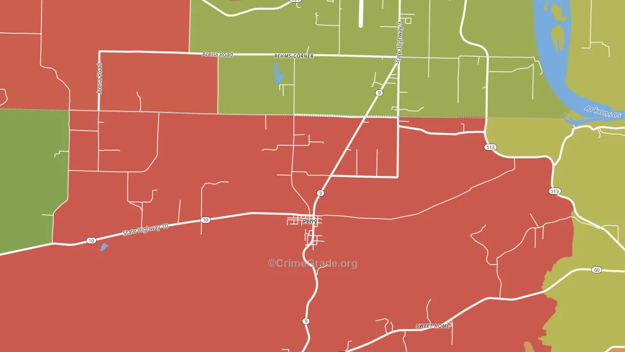 Perry, AR Map of Drug-Related Crime Rates