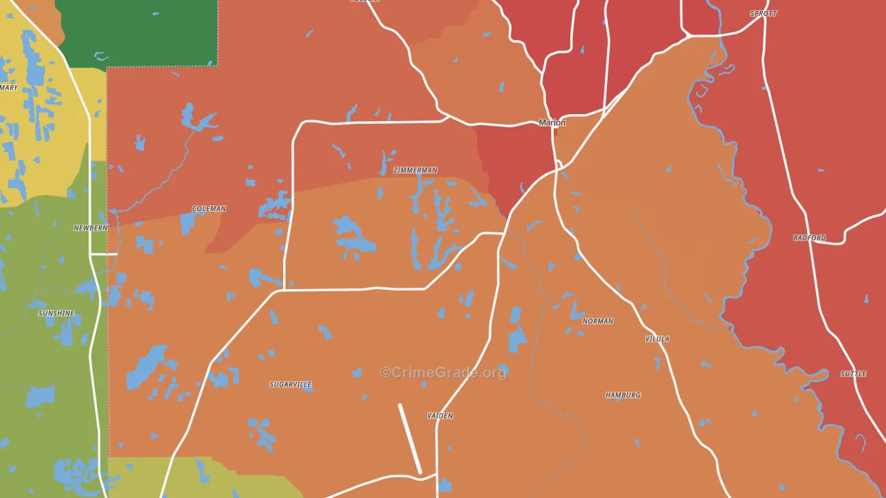 Perry County, AL Map of Drug-Related Crime Rates