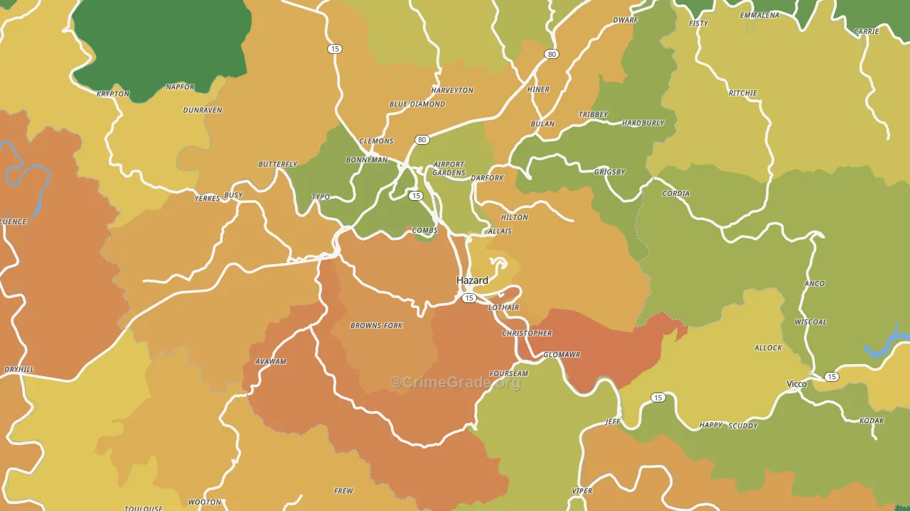 Perry County, KY Map of Drug-Related Crime Rates