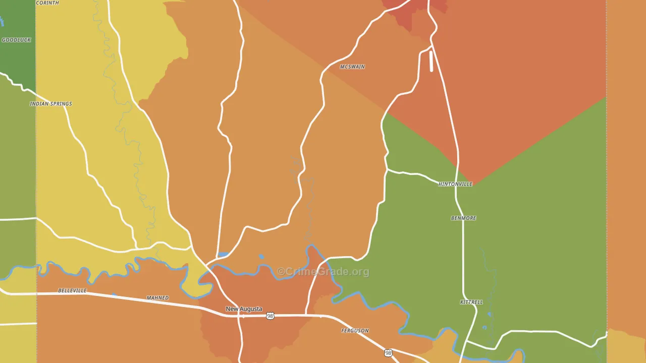 Perry County, MS Map of Drug-Related Crime Rates