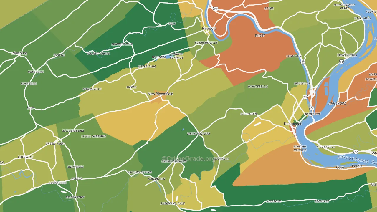 Perry County, PA Map of Drug-Related Crime Rates