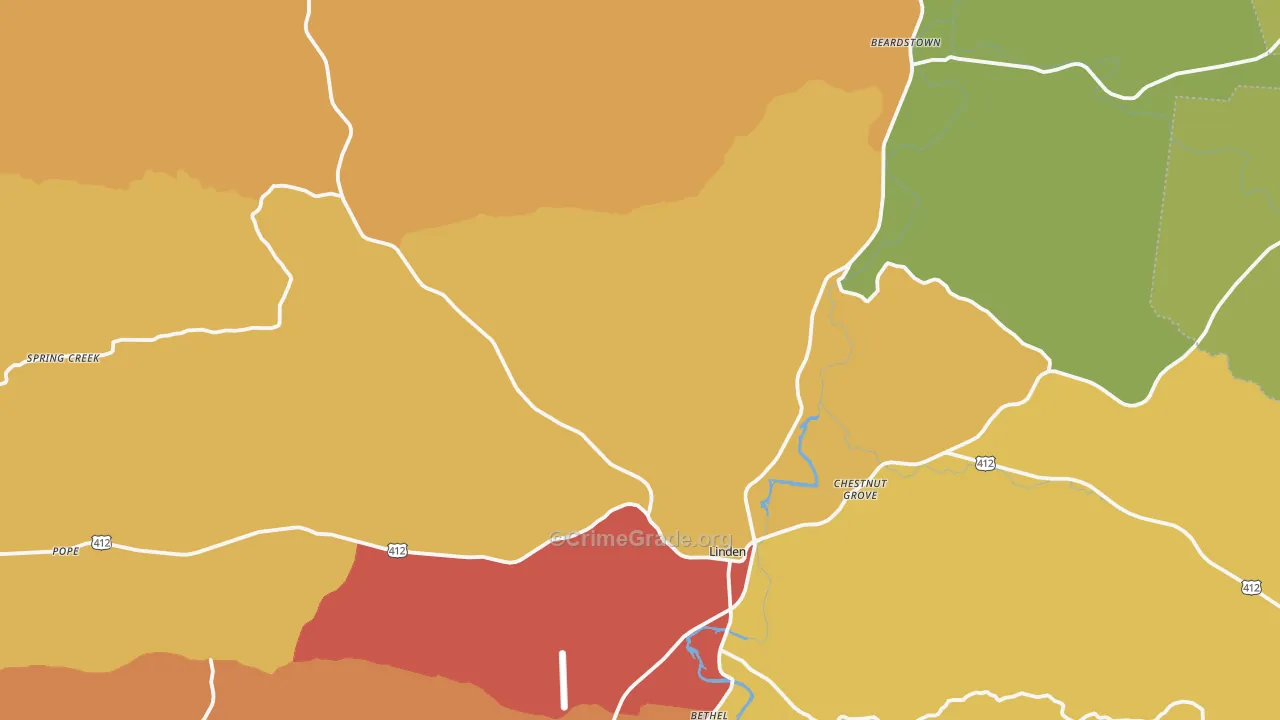 Perry County, TN Map of Drug-Related Crime Rates