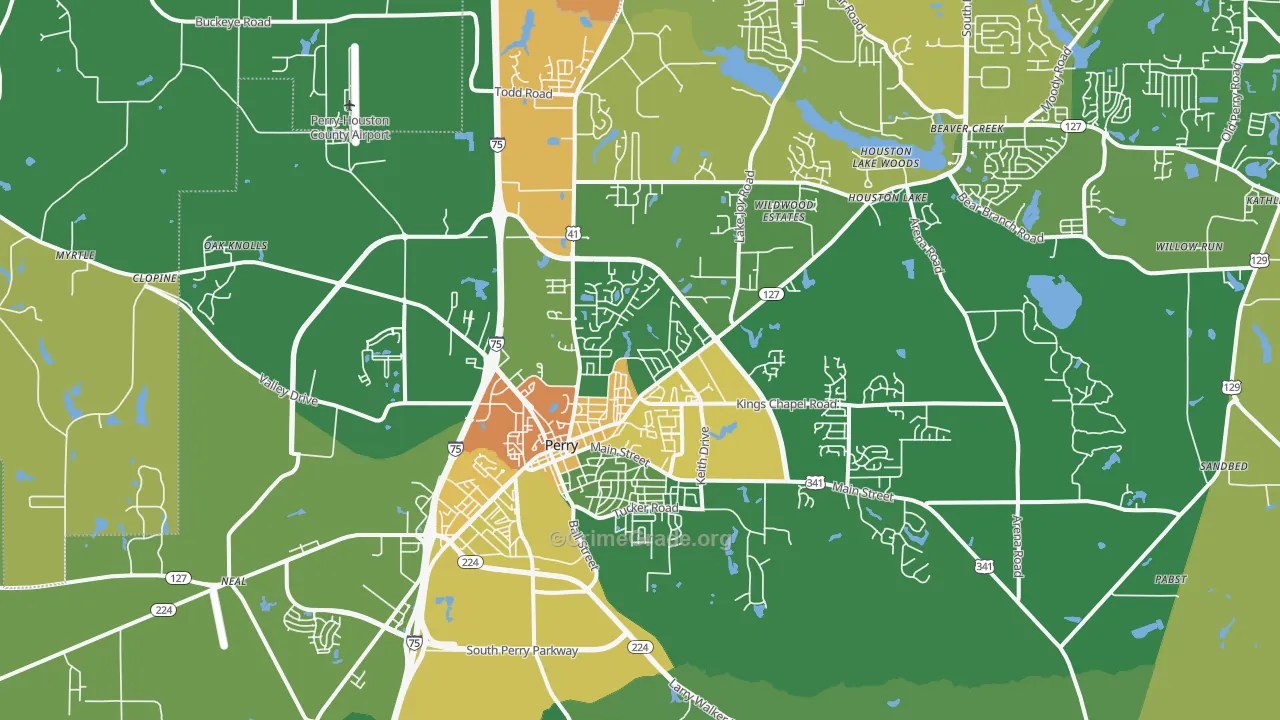 Perry, GA Map of Drug-Related Crime Rates