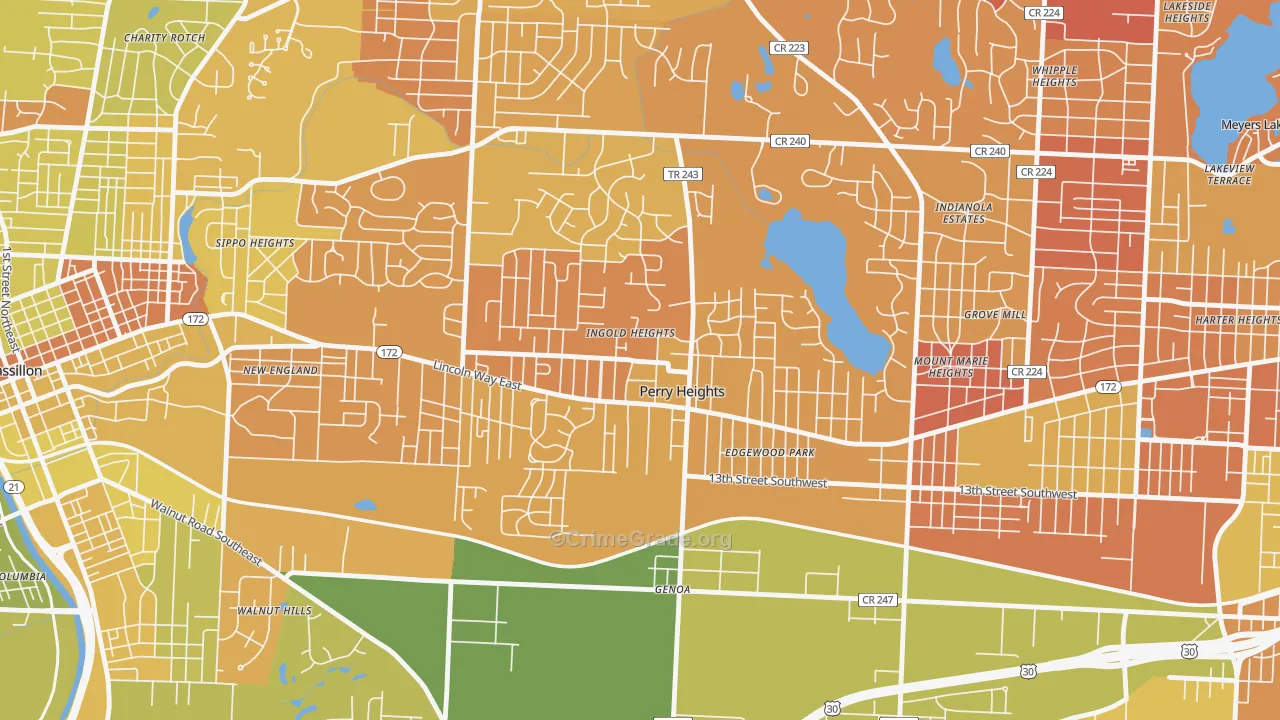 Perry Heights, OH Map of Drug-Related Crime Rates