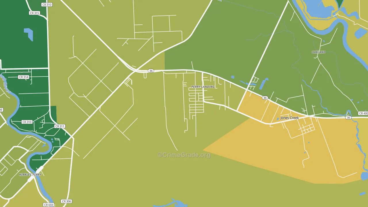 Perry Landing, TX Map of Drug-Related Crime Rates
