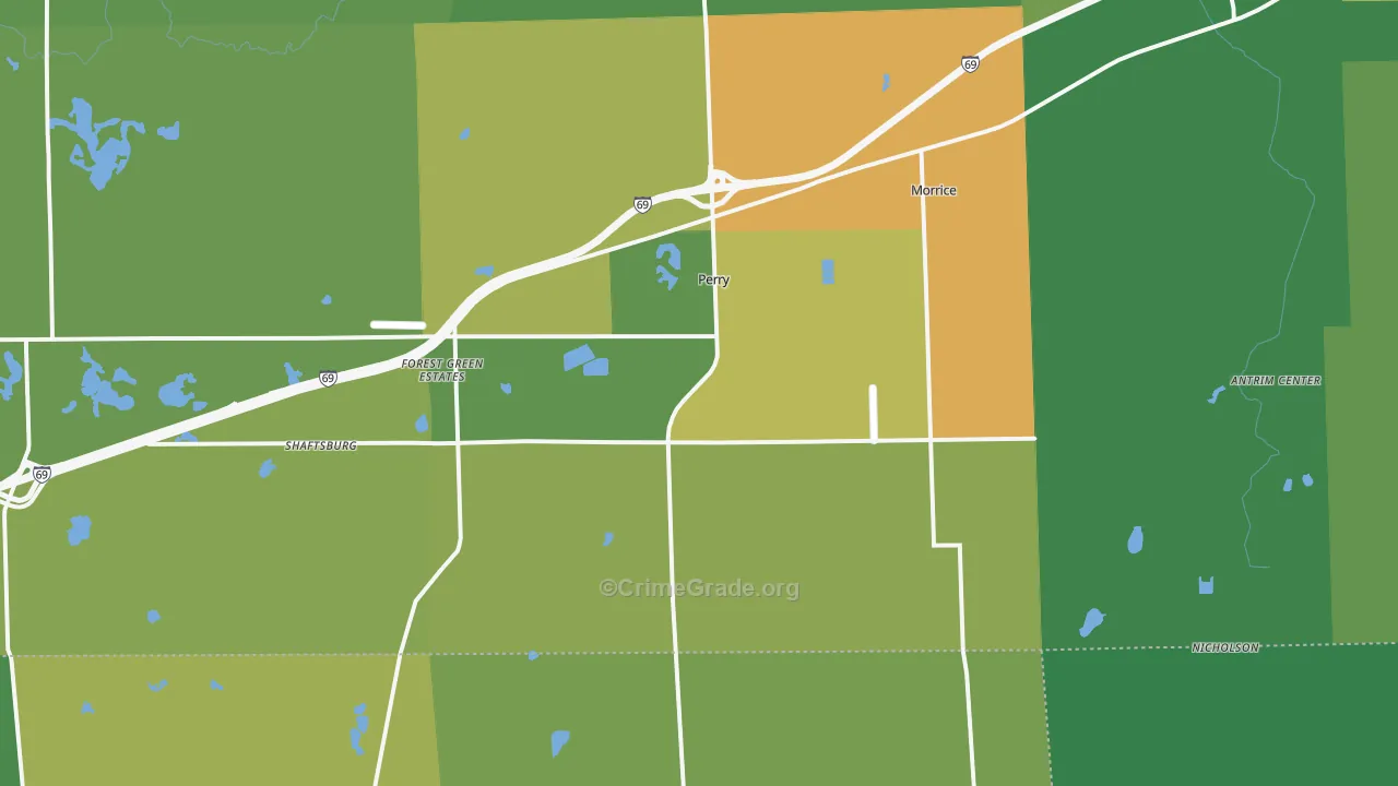 Perry, MI Map of Drug-Related Crime Rates