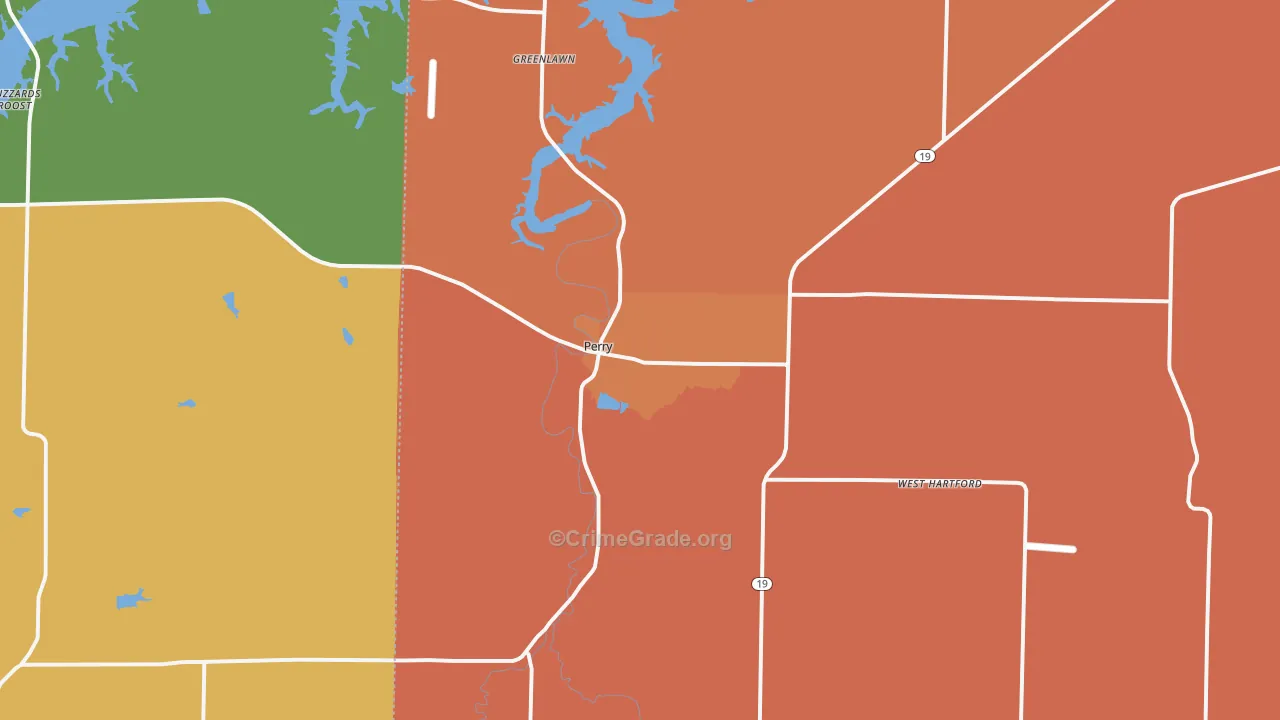 Perry, MO Map of Drug-Related Crime Rates